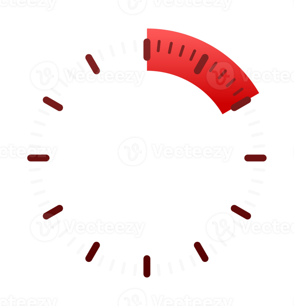 Clock face showing time passing with red section highlighting urgency and deadline png