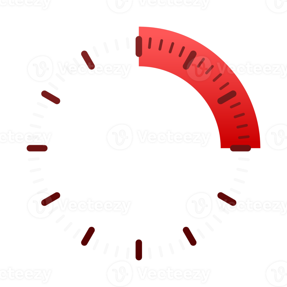 relógio mostrando Tempo passagem com vermelho gradiente segmento png