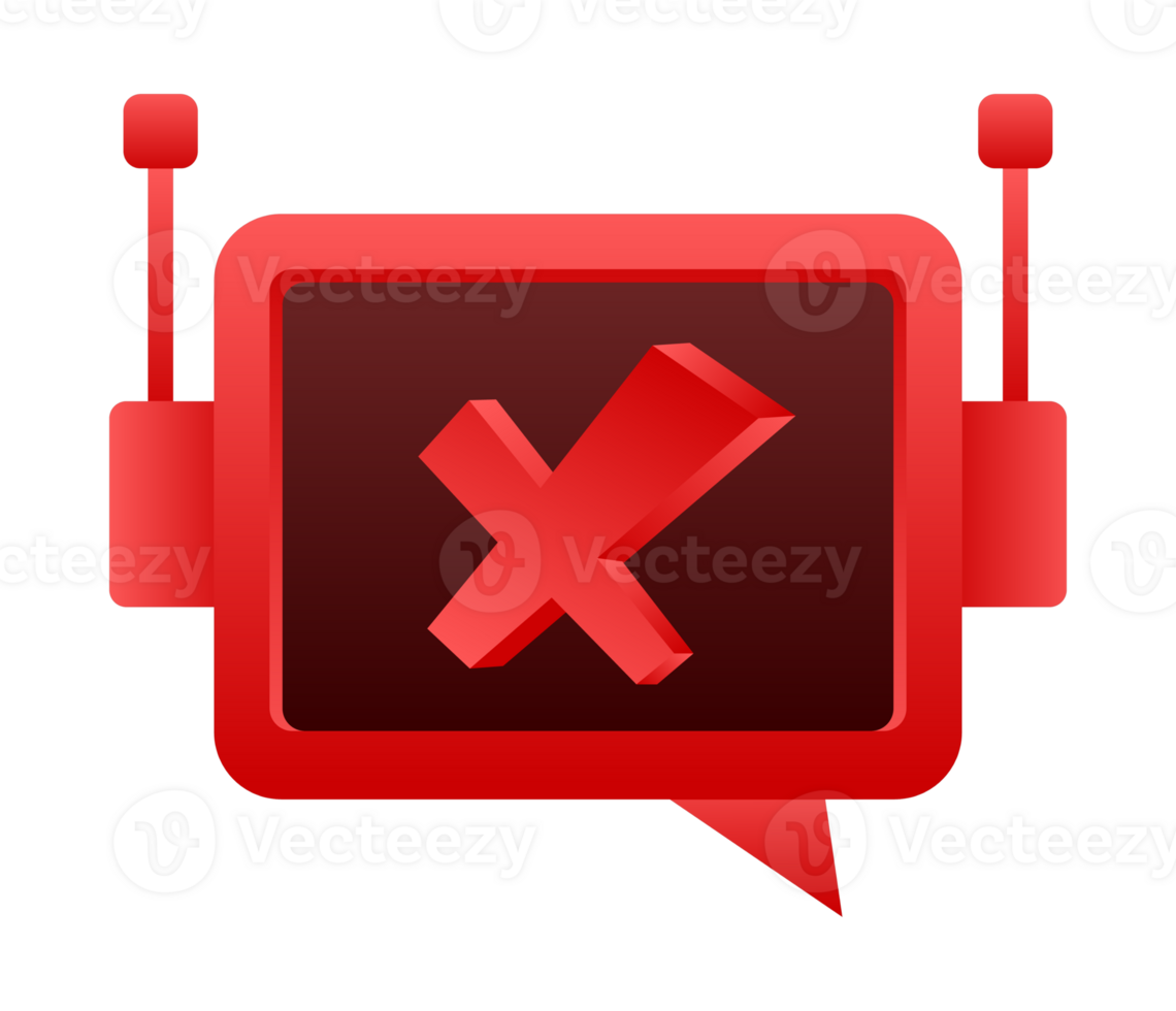 Red speech bubble showing negative symbol with antennae, png