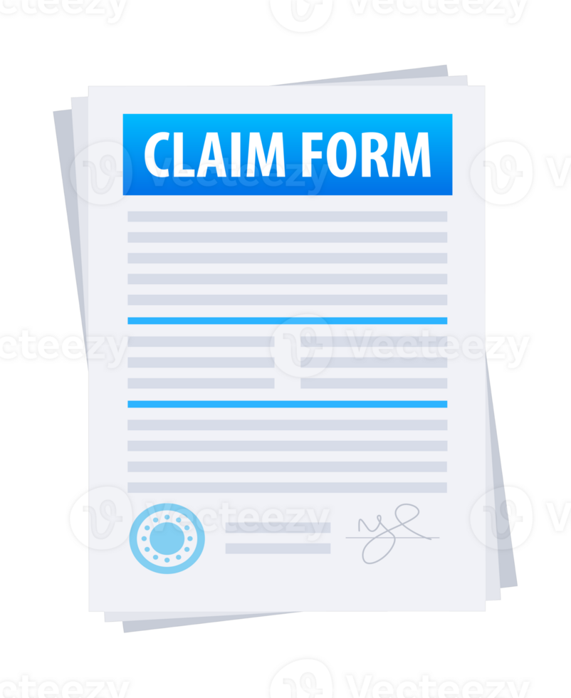 Claim form is signed and ready for submission png