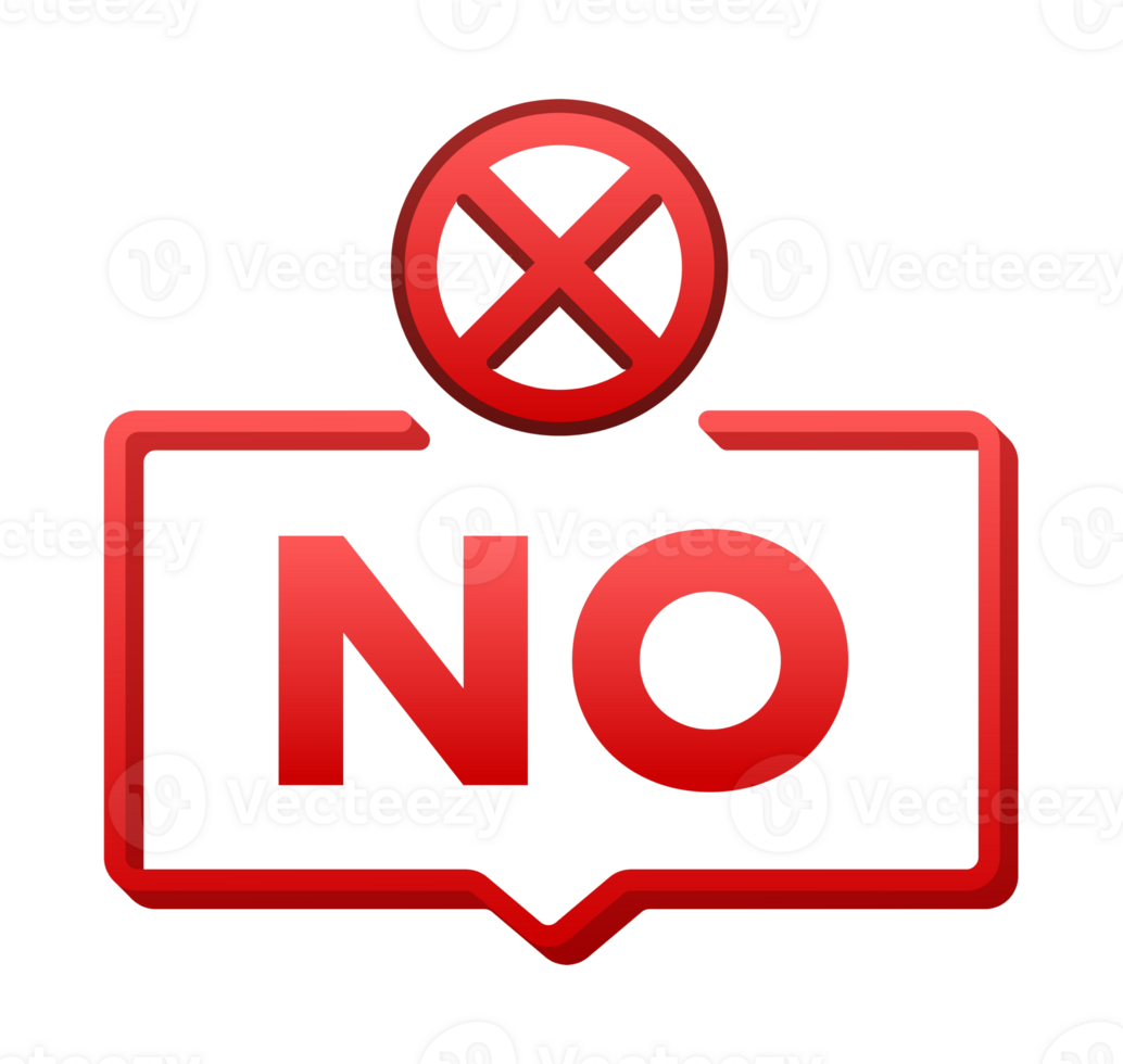 Red no sign expressing disagreement and refusal with cross mark symbol png