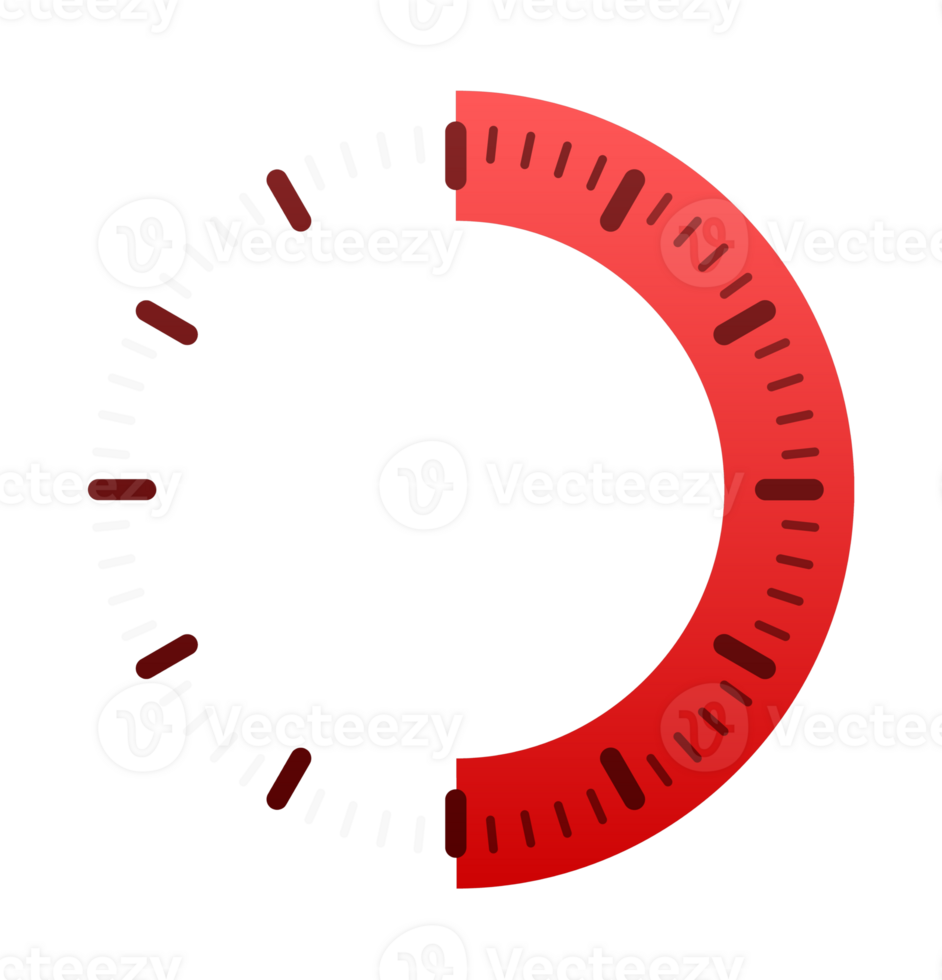 Clock showing almost half of the time passing by png