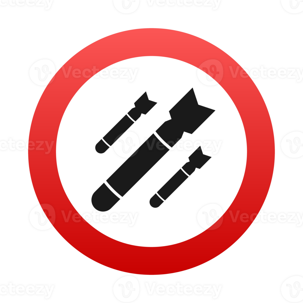 Nuclear weapons prohibition sign depicting falling bombs in red circle png