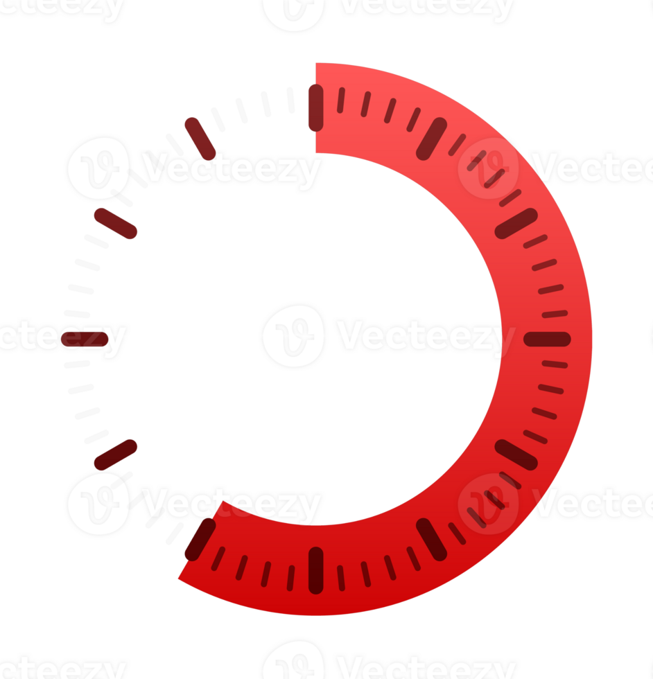 Red loading circle showing progress bar, timer or clock png