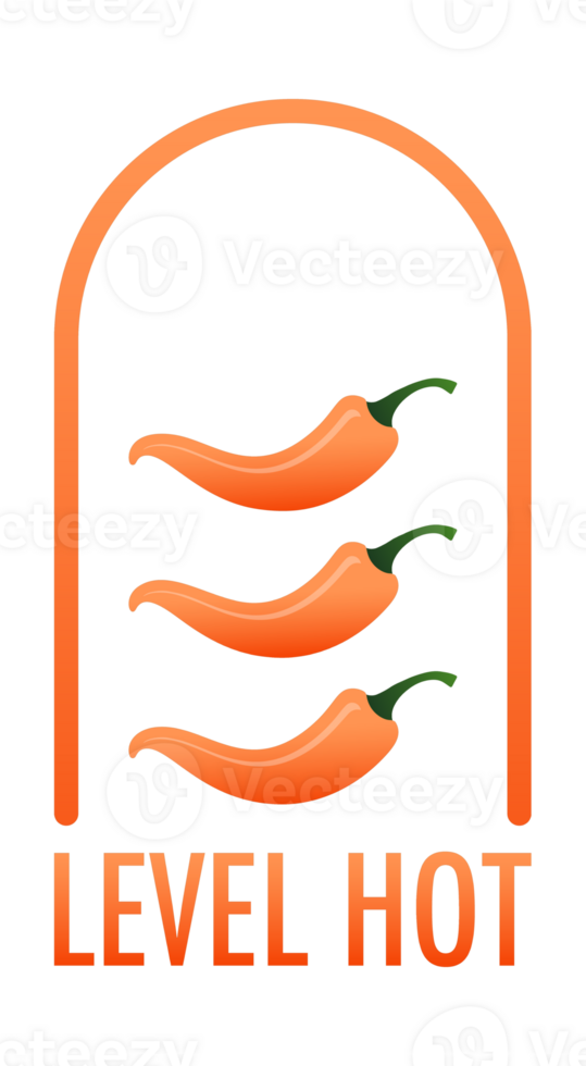 Chili pepper hot level indicator showing increasing spiciness from mild to hot png