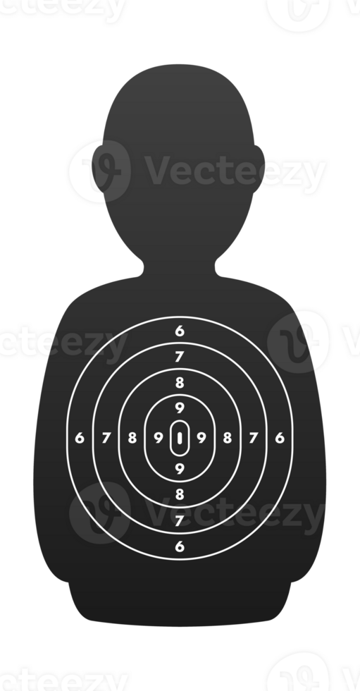 Human target practice silhouette with concentric circles aiming point png