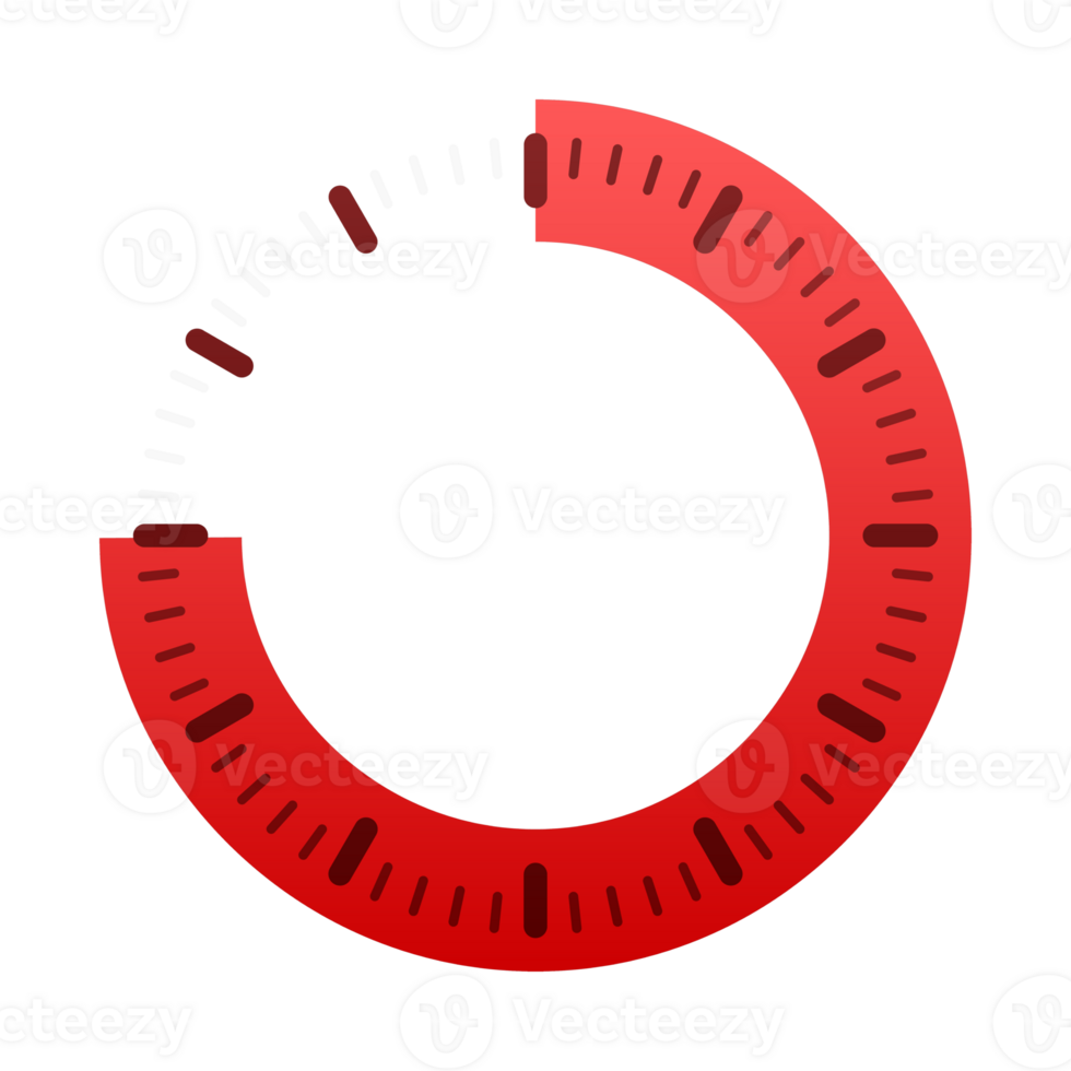 Red loading circle showing progression percentage on white background png