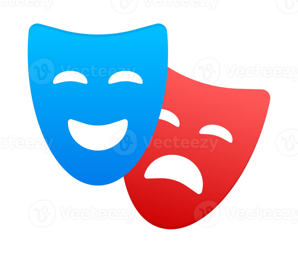 Comedy and tragedy theater masks representing opposing emotions png