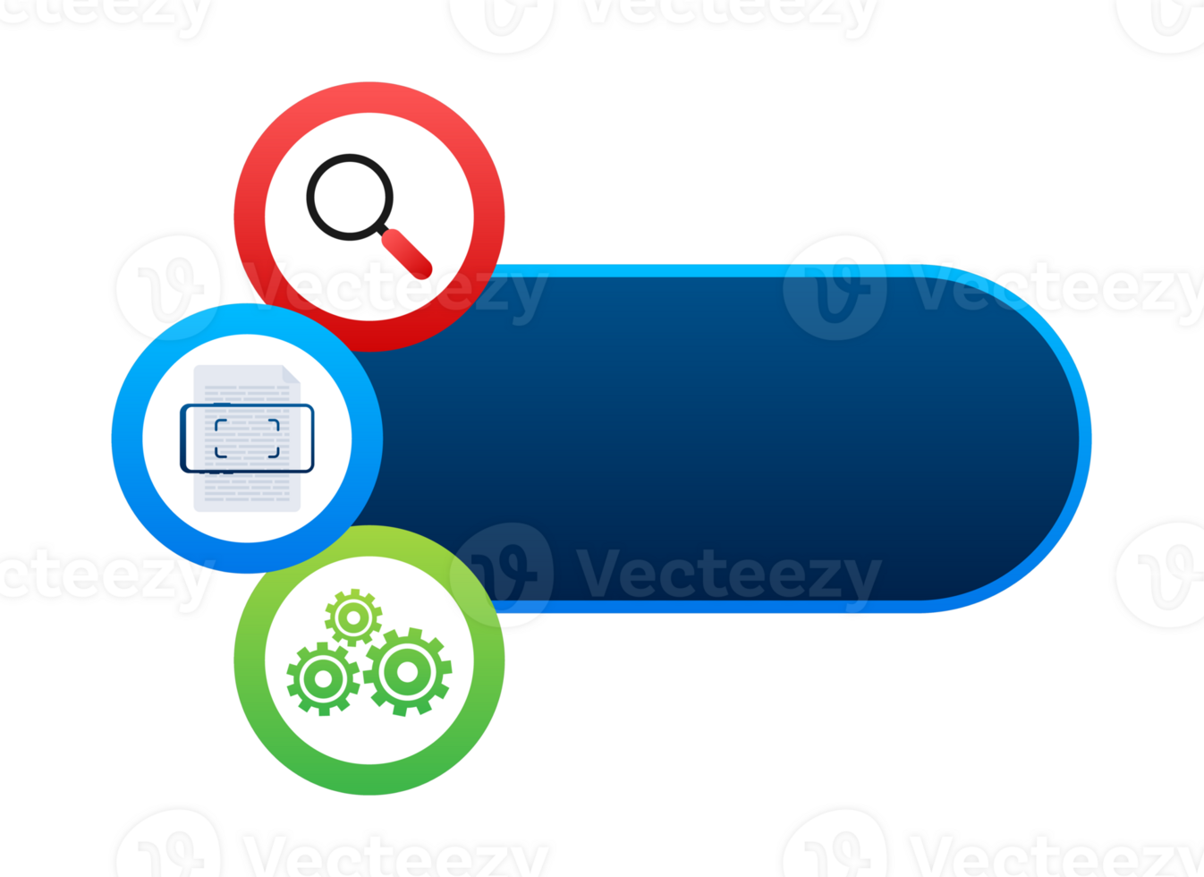 Scanning document, searching and optimizing with magnifying glass and gears icons png