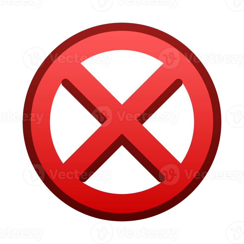 Red cross sign representing cancel, stop, or negative symbol png