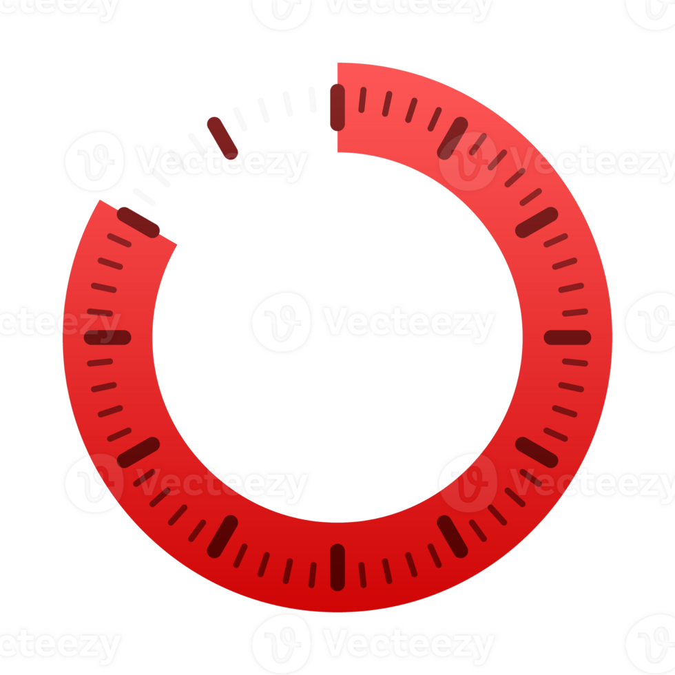 Red loading circle showing progression percentage on white background png