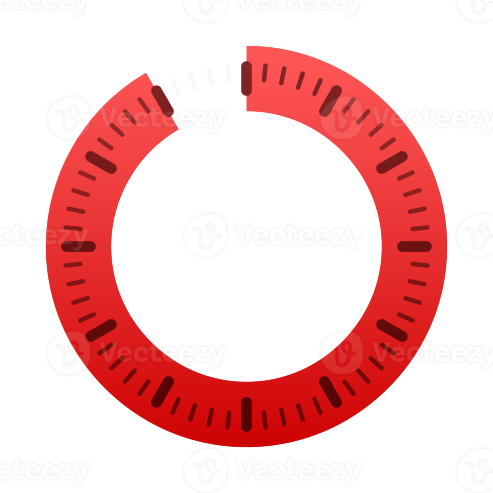 Red loading circle showing progress bar, timer or clock png