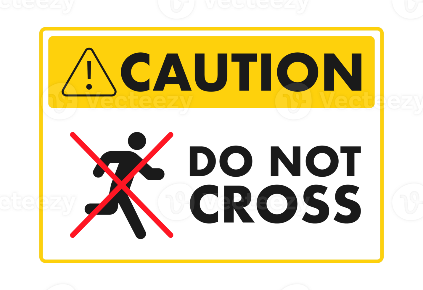 Caution do not cross sign with running person symbol and exclamation point png