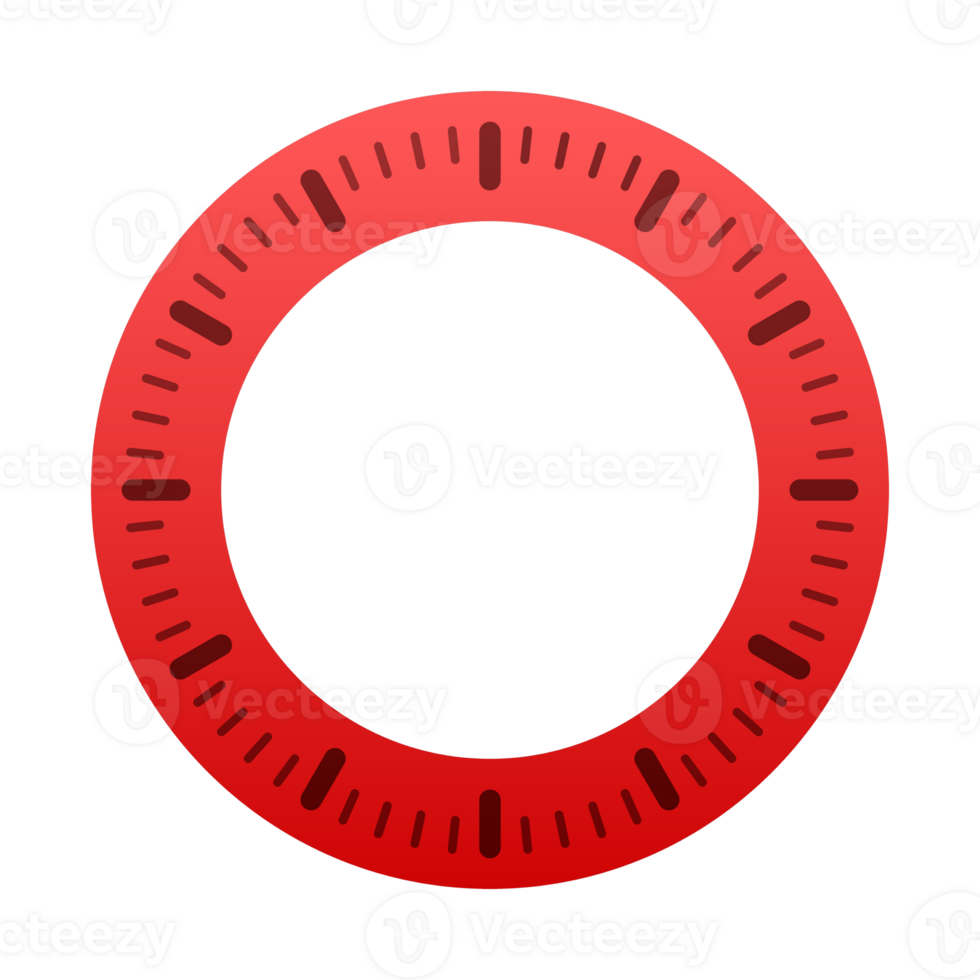 Red clock or timer dial face with hour and minute markers depicting time passing png