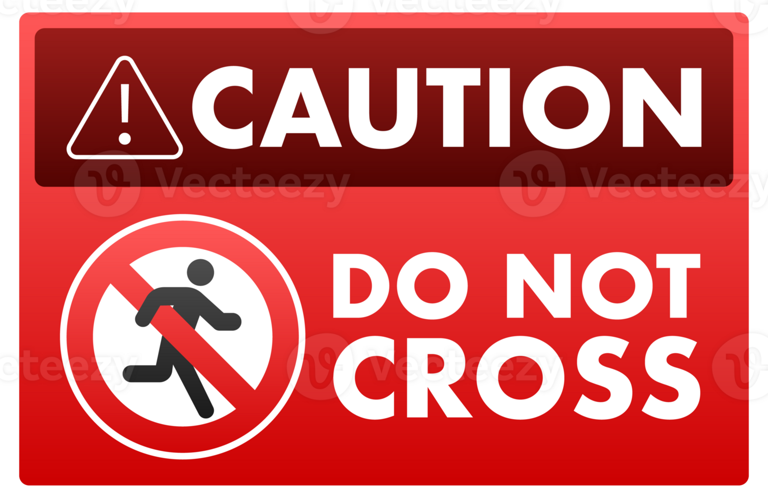 Caution do not cross sign depicting prohibition symbol on red background png