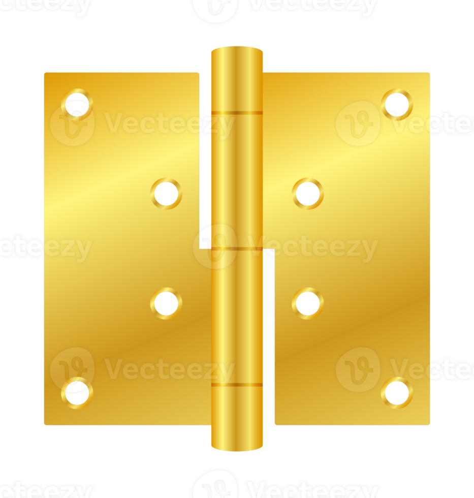 Golden door hinge connecting two parts, symbolizing union and security png