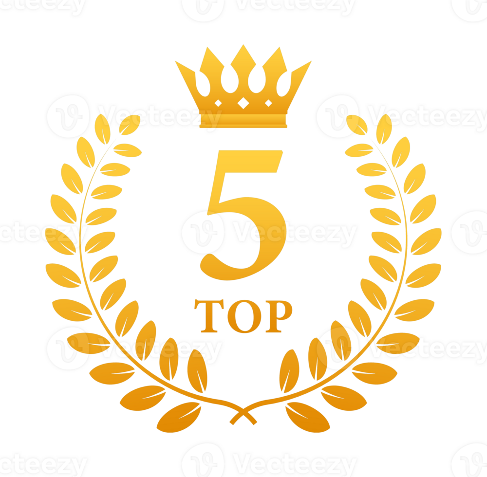 Top 5 best seller award golden laurel crown sign png