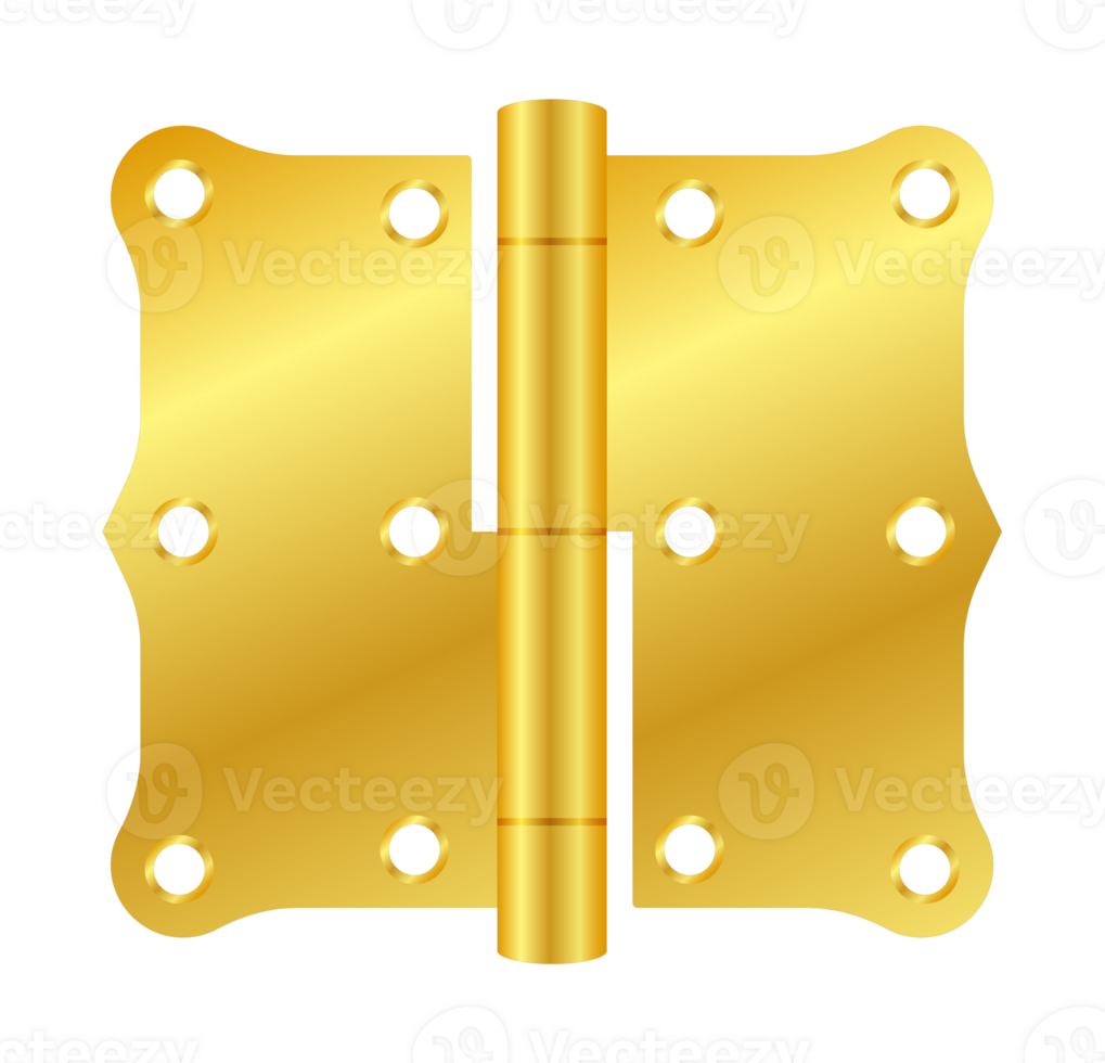 Golden door hinge connecting two parts, symbolizing union and security png