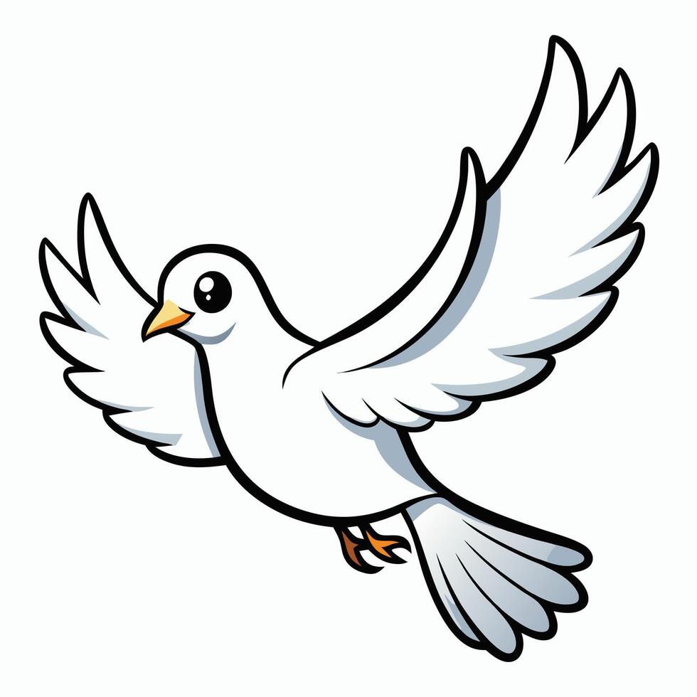 A cartoon white dove flying in the air vector