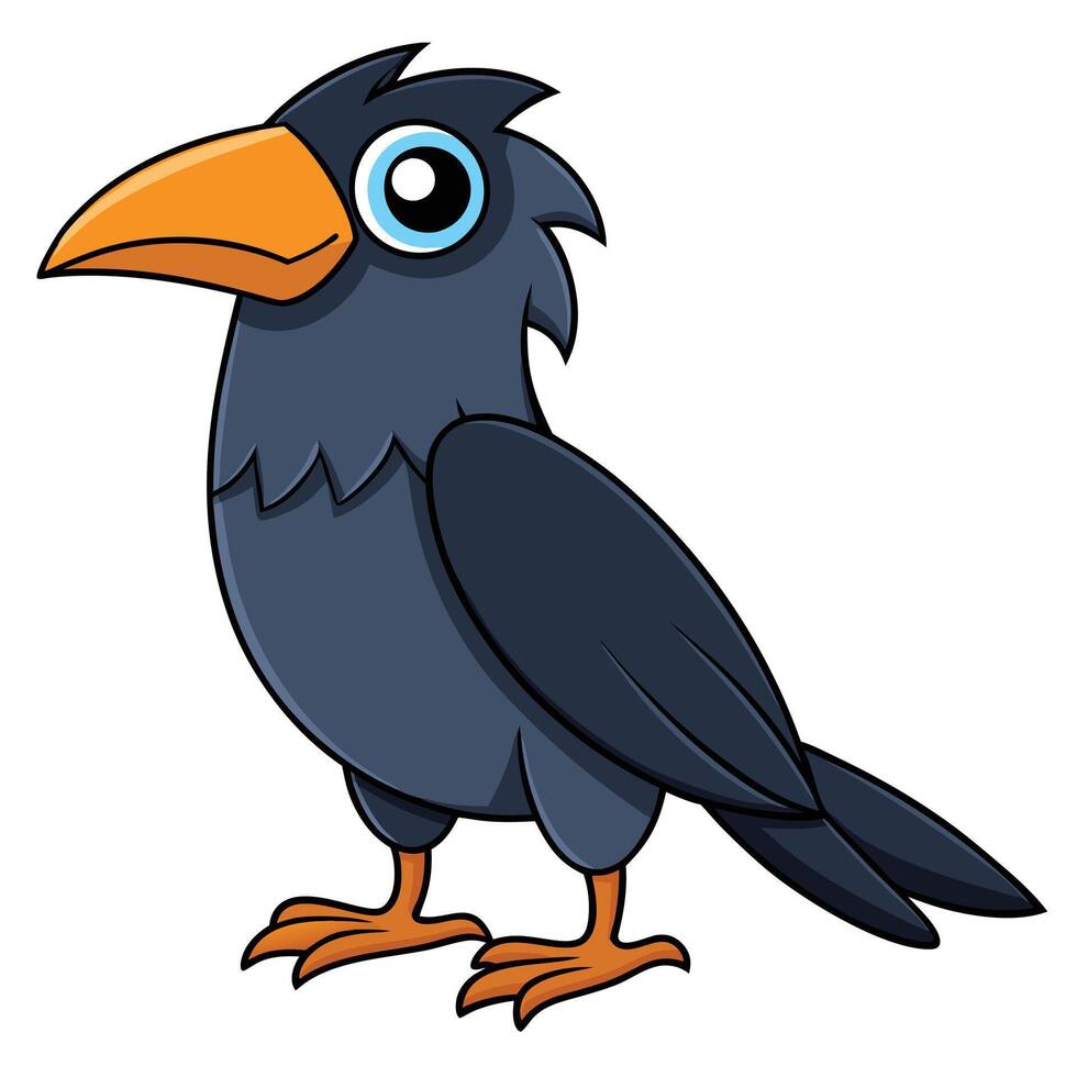 Cartoon crow with big eyes and a big beak vector