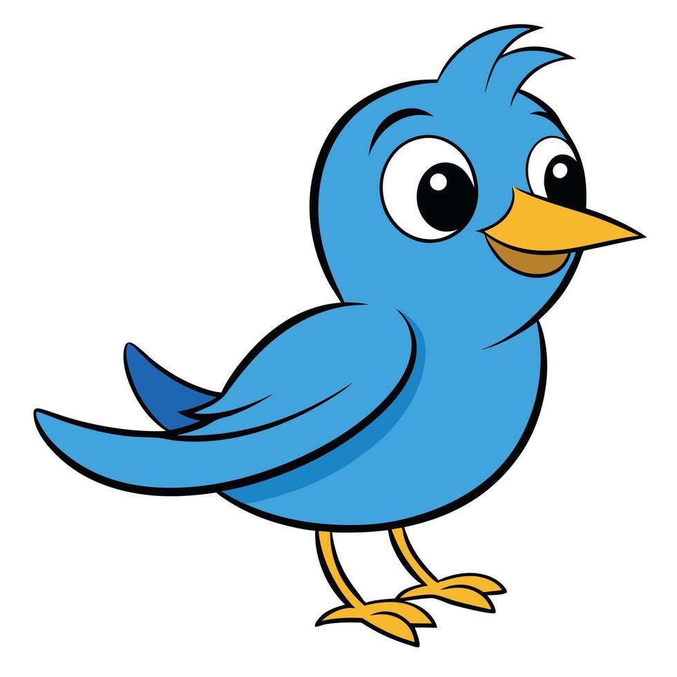 A cartoon blue bird with a big beak vector