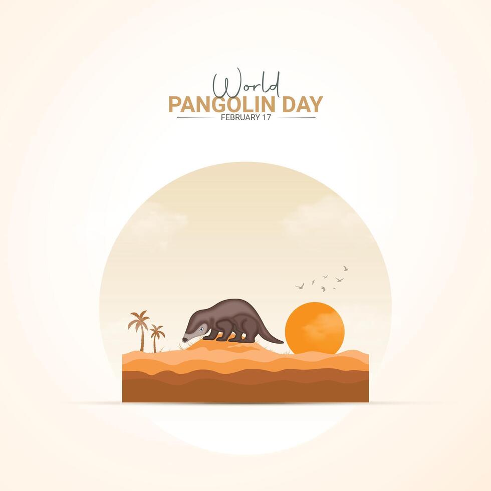 World Pangolin Day. The third Saturday in February. vector