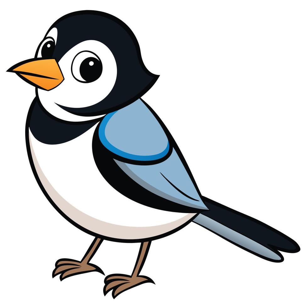 Cartoon bird with black and white feathers vector