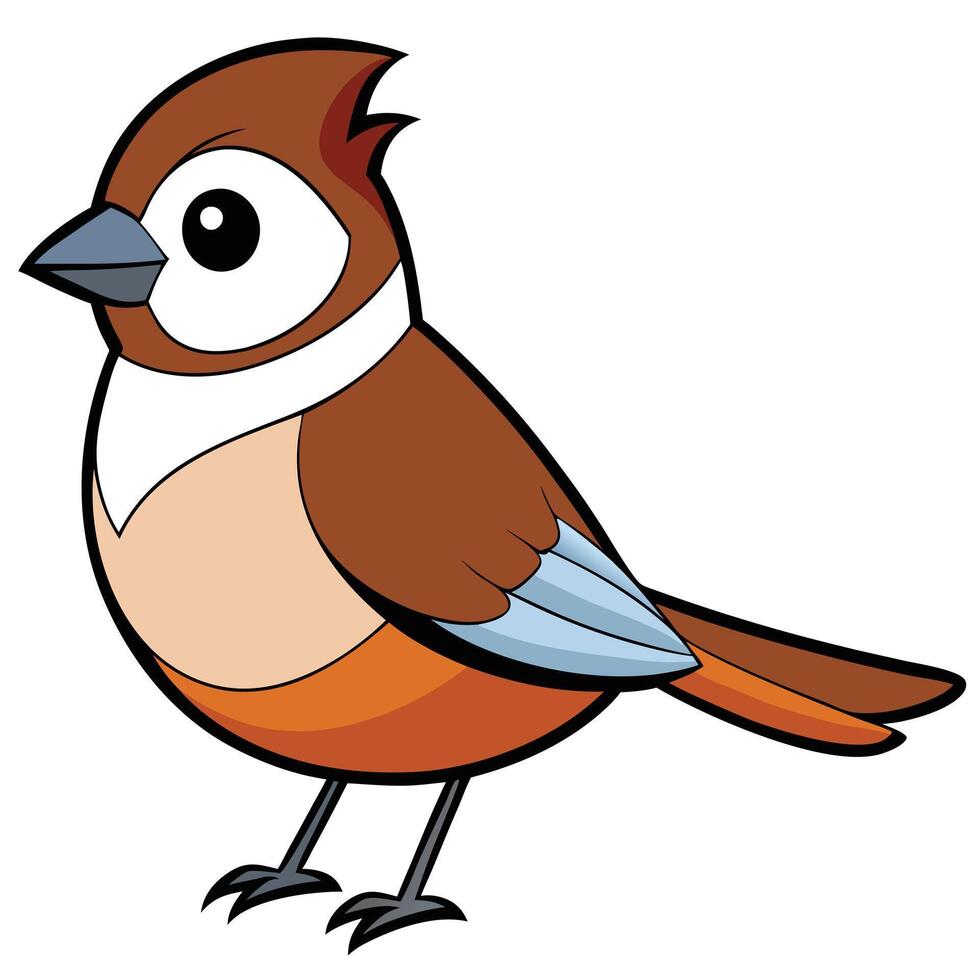 Cartoon bird with blue and brown feathers vector