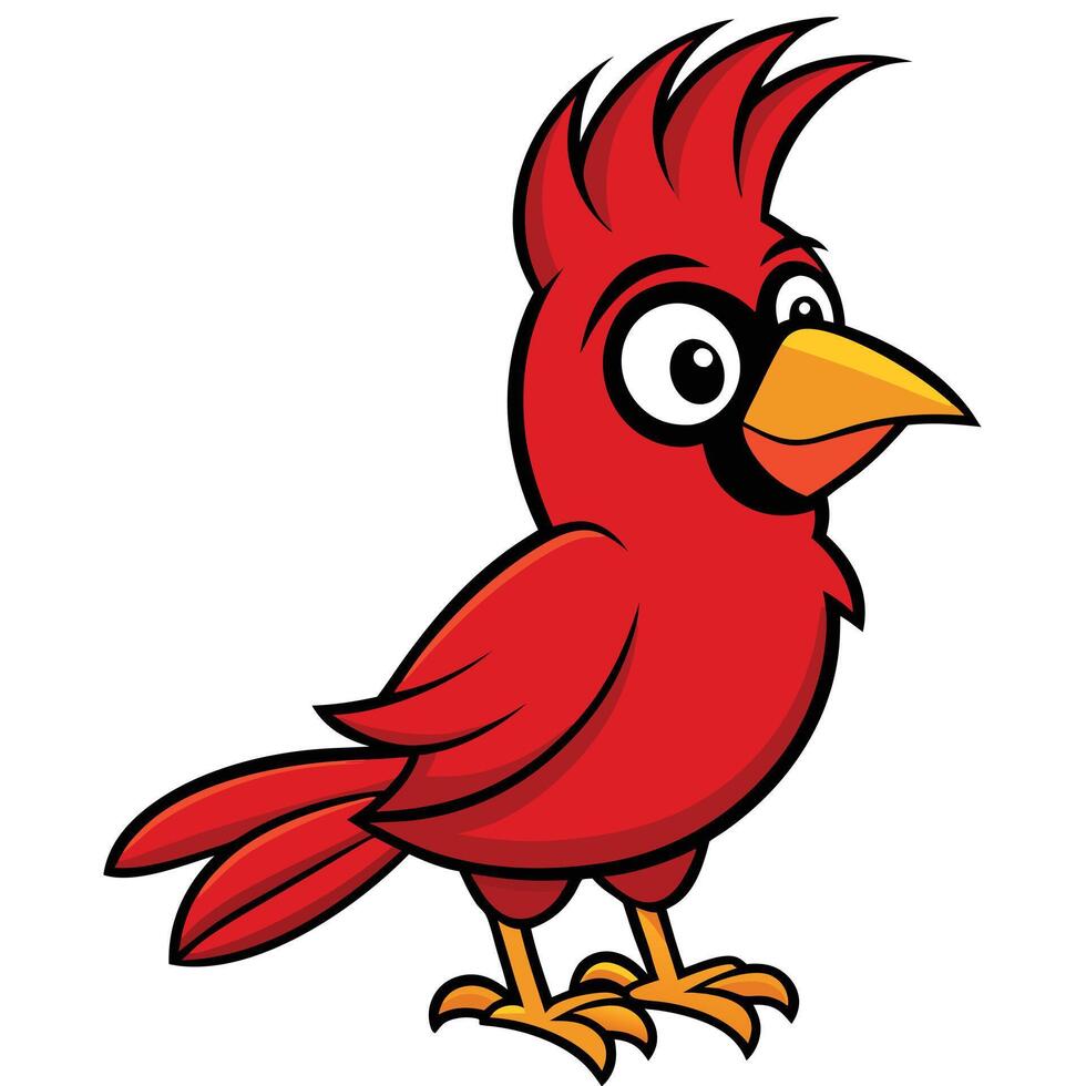 Cartoon red cardinal bird vector