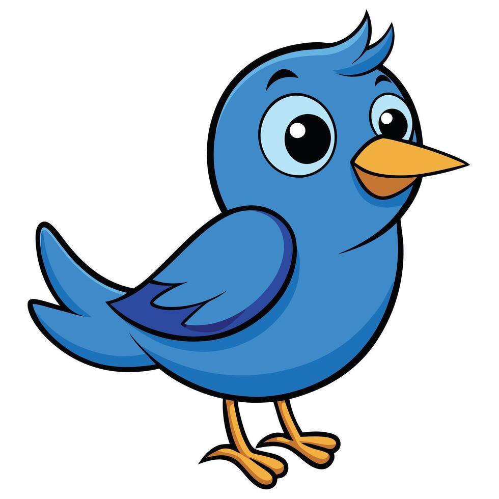 A cartoon blue bird with big eyes and a big beak vector