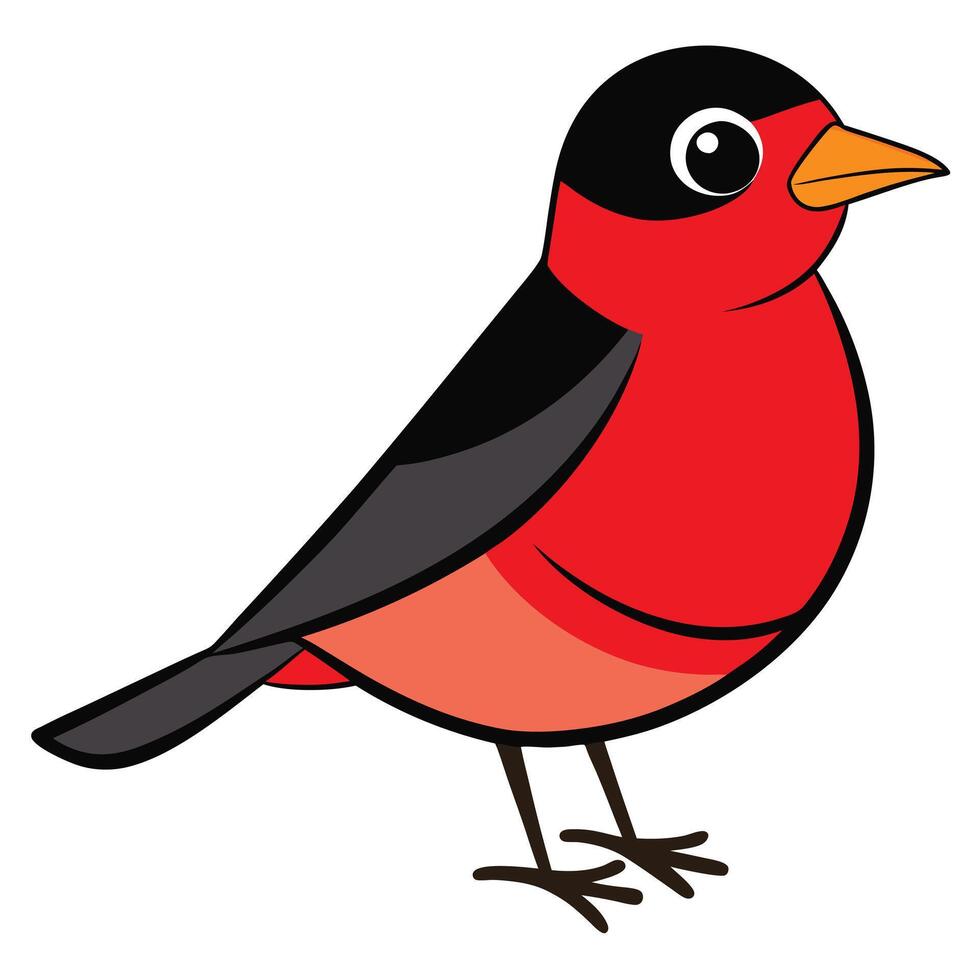 A cartoon bird with black and red feathers vector