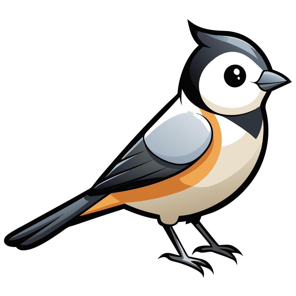 A cartoon bird with black and white feathers vector