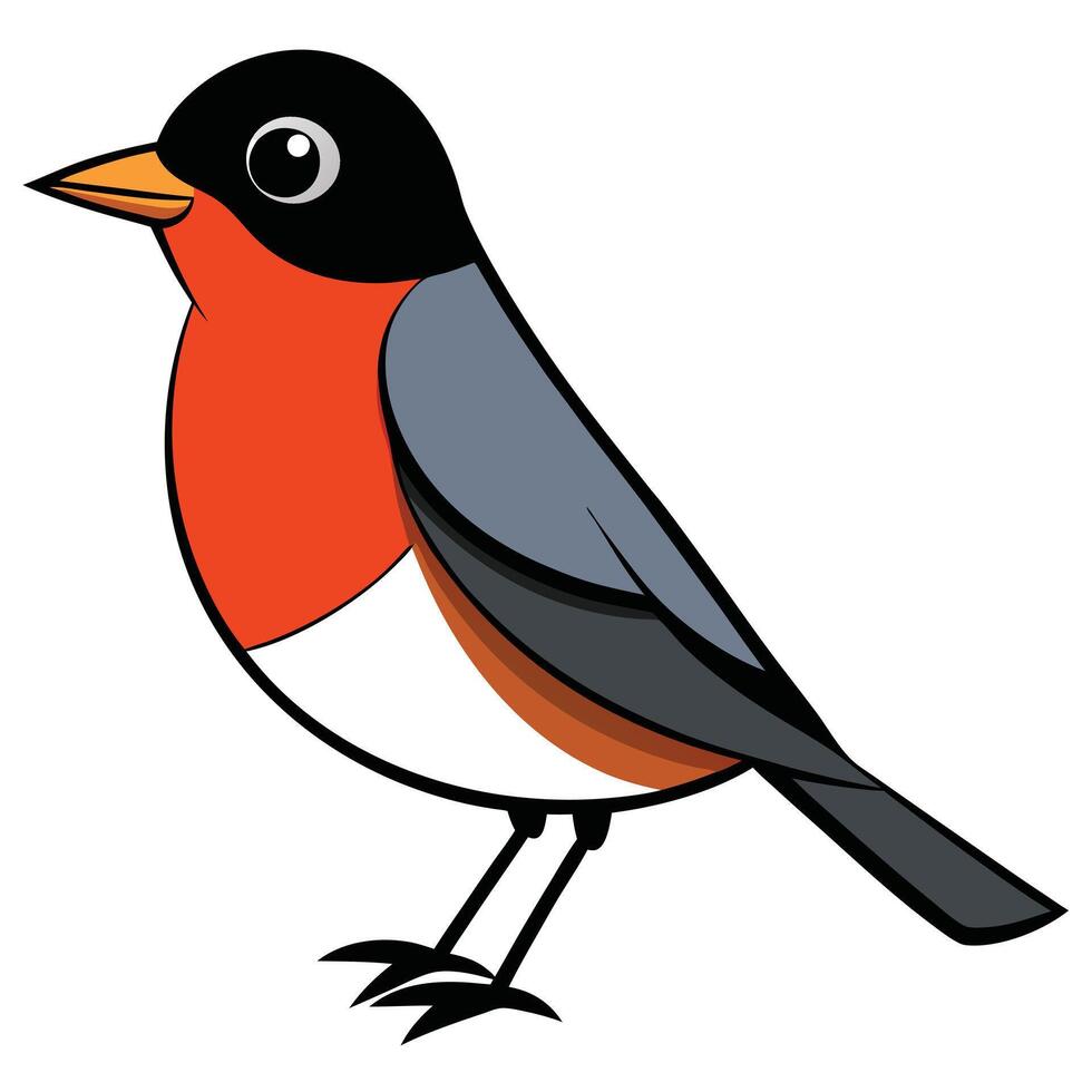 A cartoon bird with black, red and gray feathers vector