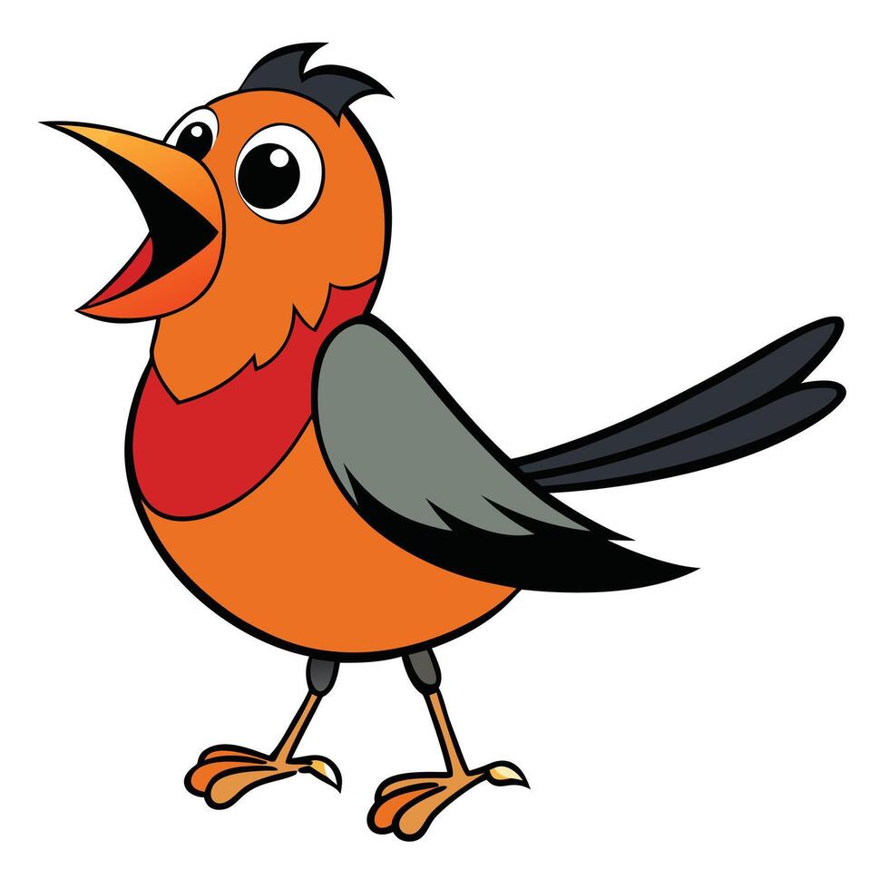 A cartoon bird with a red and black beak vector
