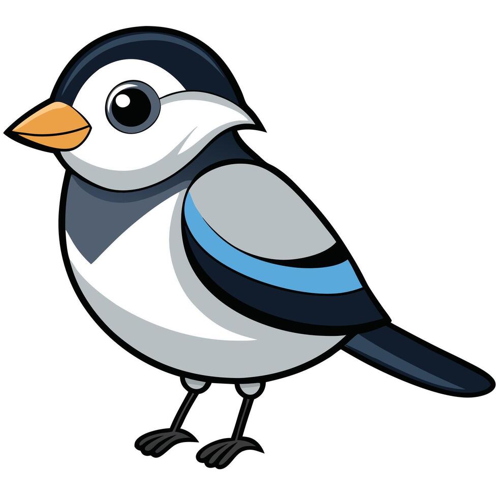 A cartoon bird with blue and white feathers vector