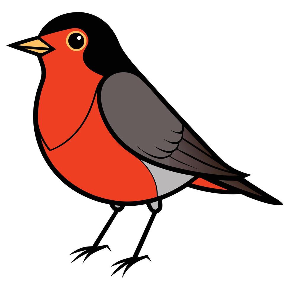 A cartoon bird with red and black feathers vector