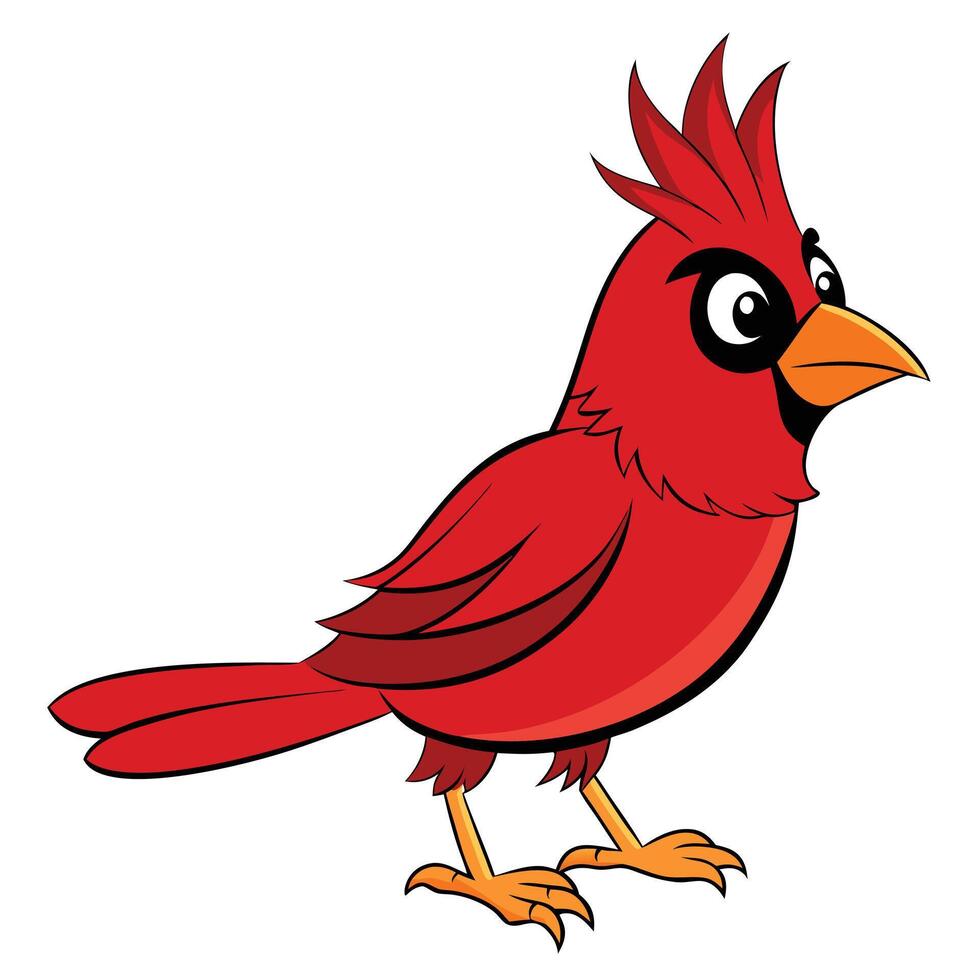 Cartoon red cardinal bird vector