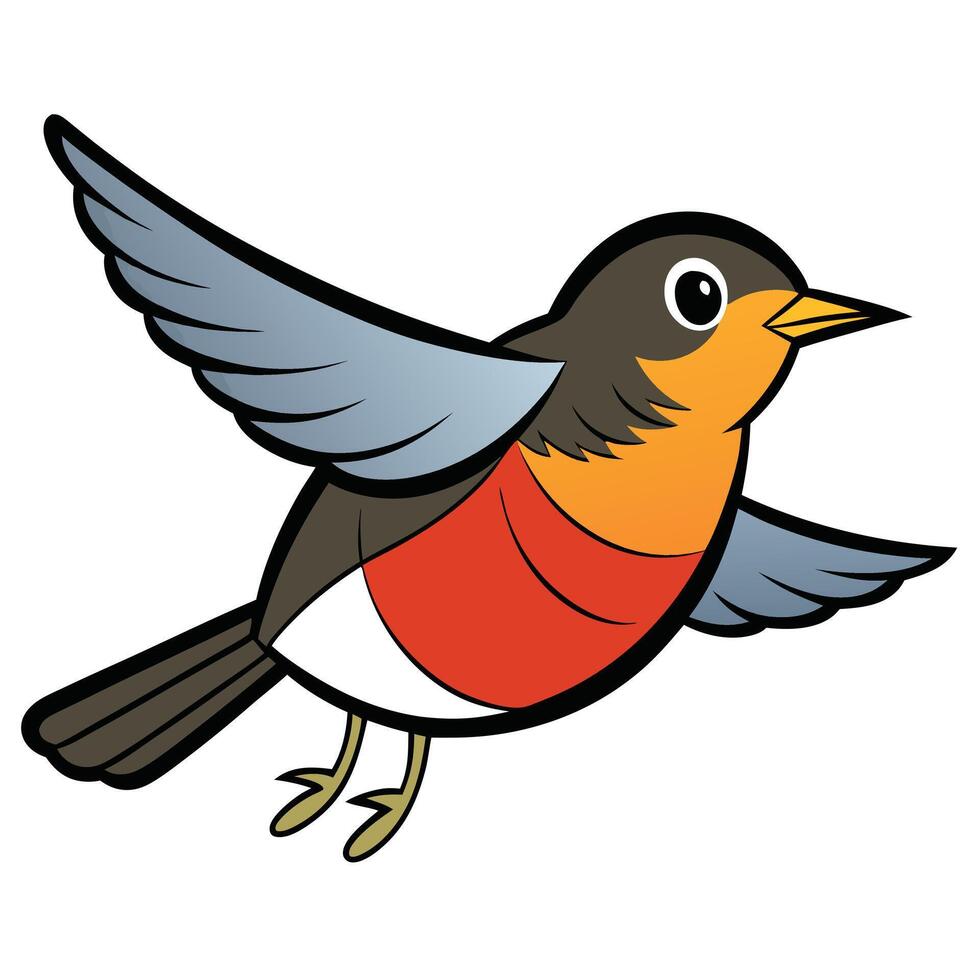 A cartoon bird flying with its wings spread vector