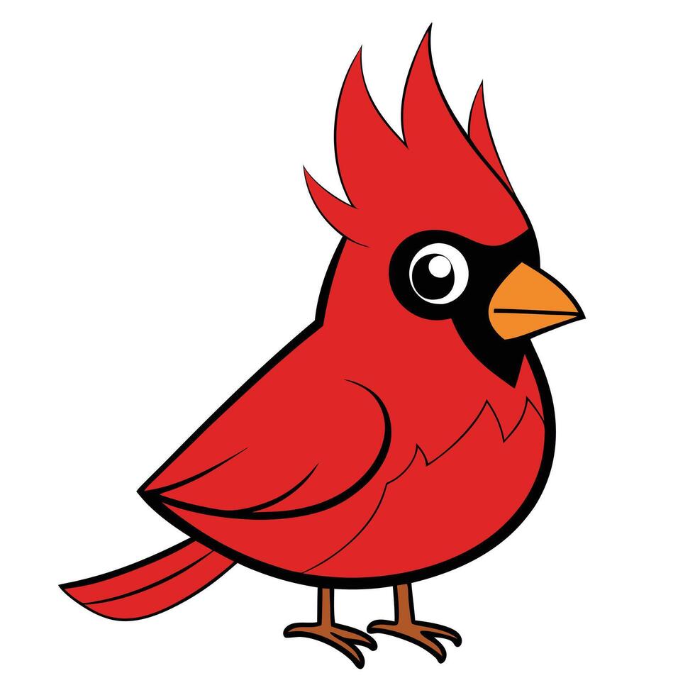 A cartoon red bird with black eyes vector