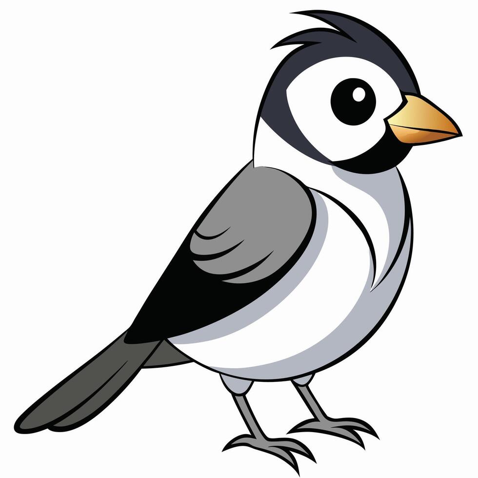 A cartoon bird with black and white feathers vector