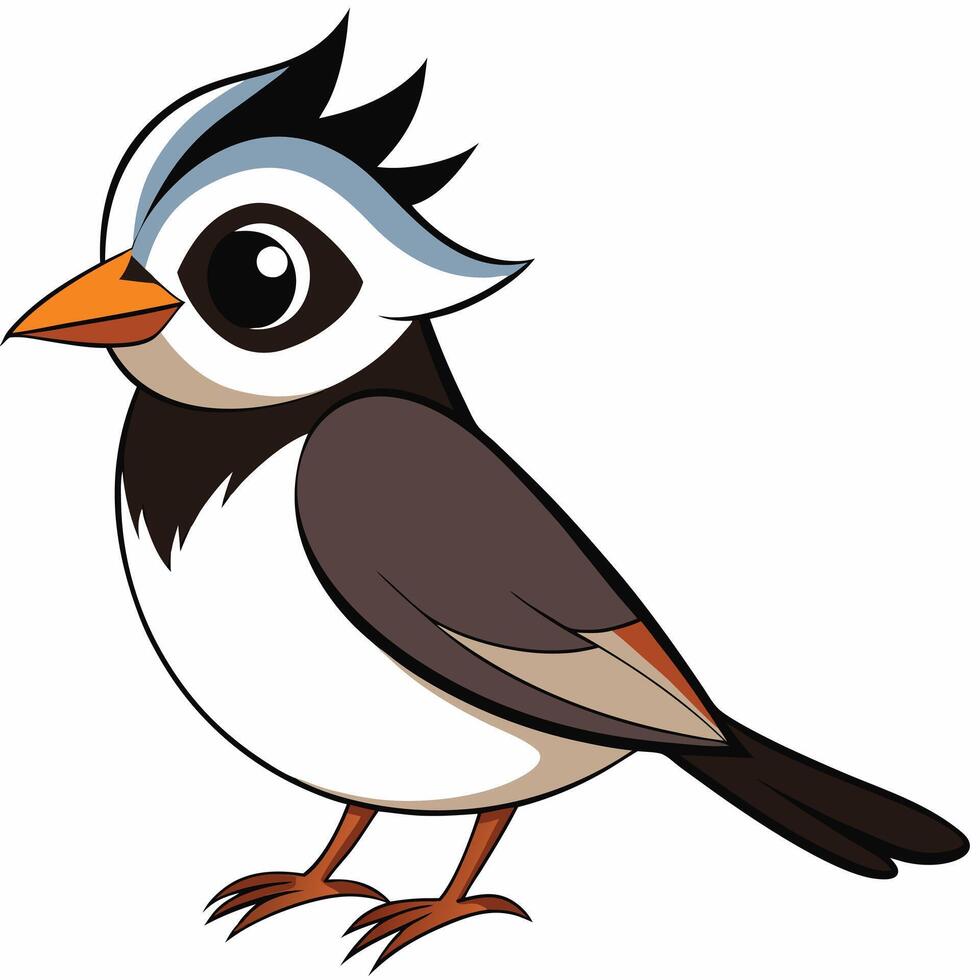 Cartoon bird with black and white feathers vector