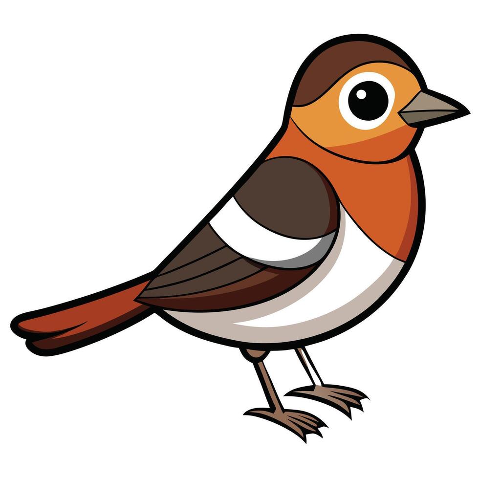 A cartoon bird with a white beak and brown and black feathers vector