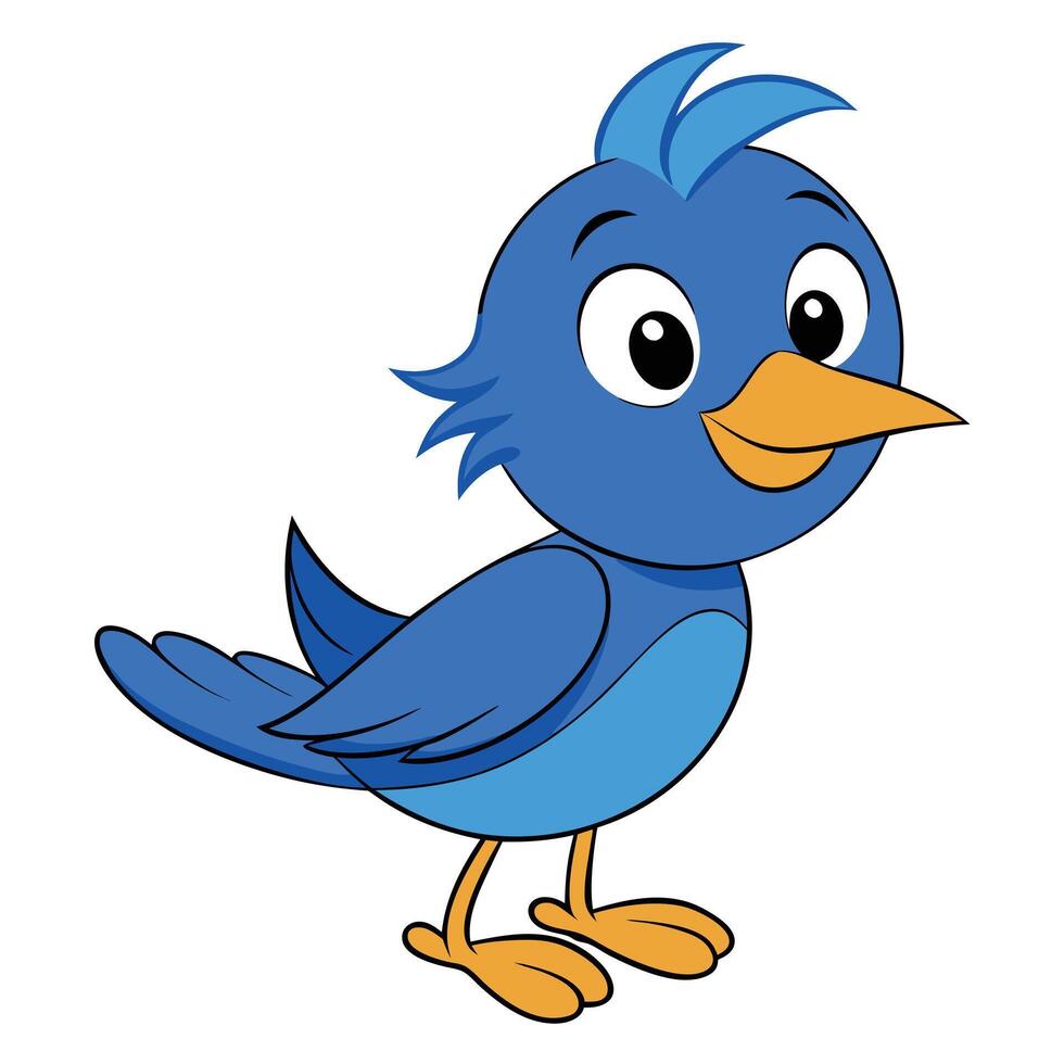 A cartoon blue bird with a big beak vector