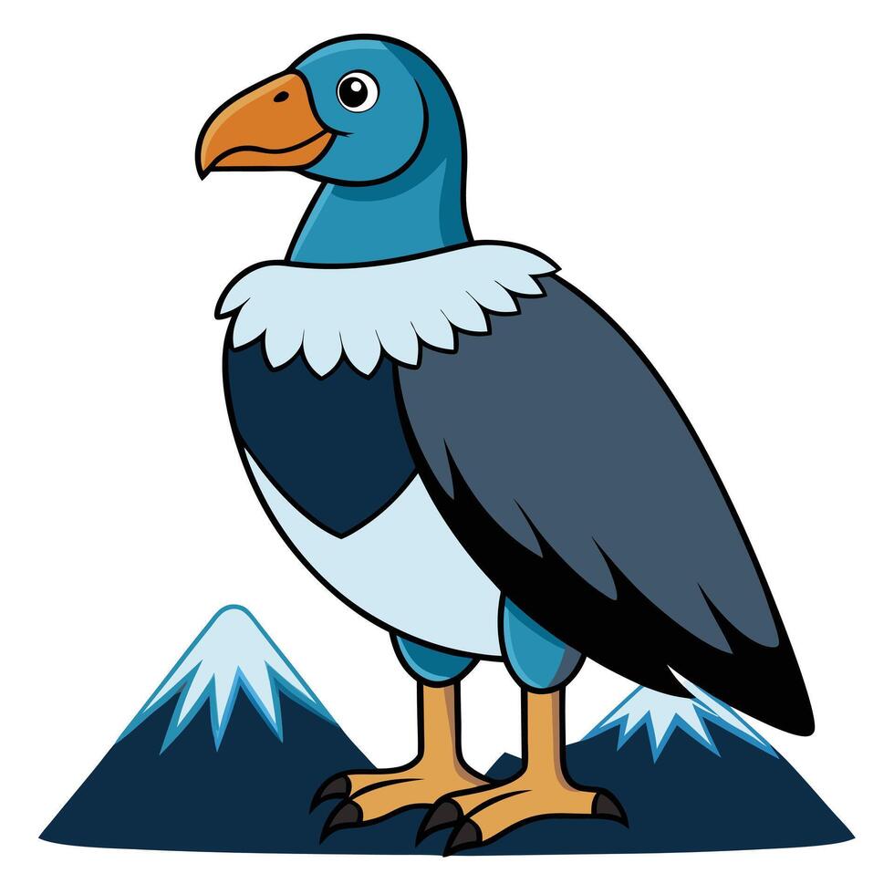 A cartoon vulture standing on a mountain vector