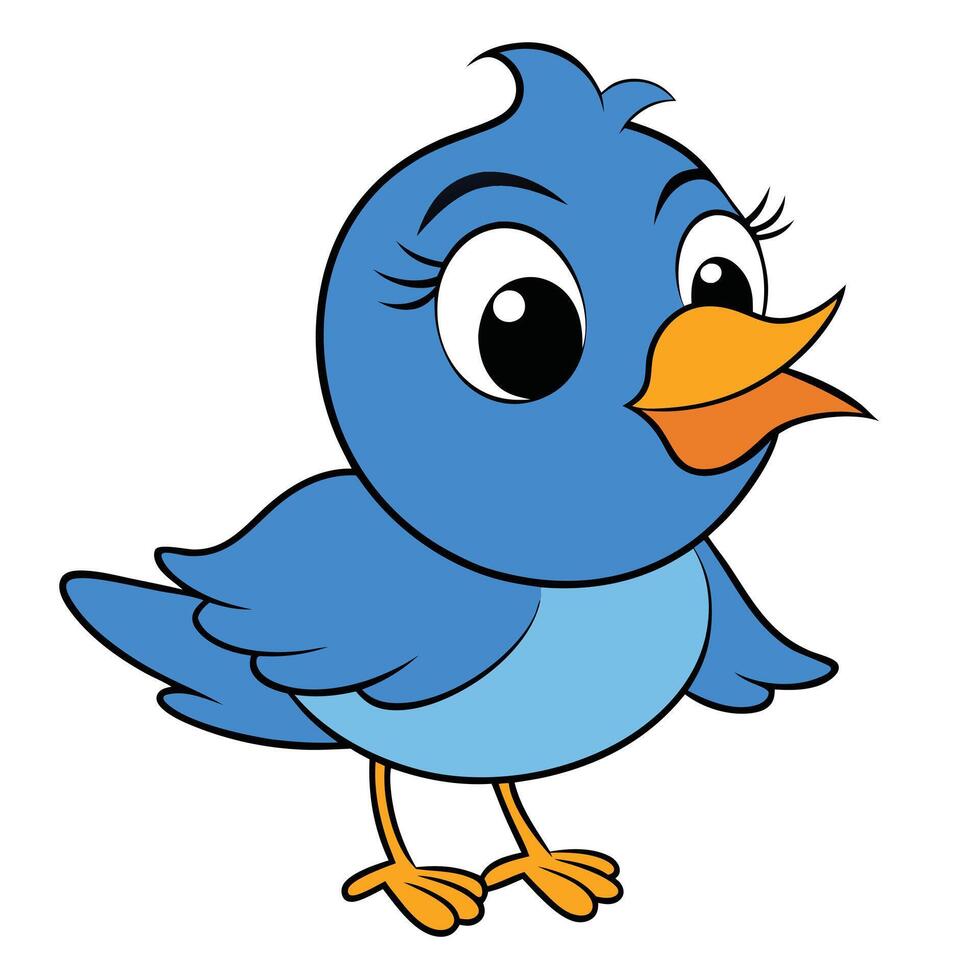 A cartoon blue bird with big beak and big eyes vector