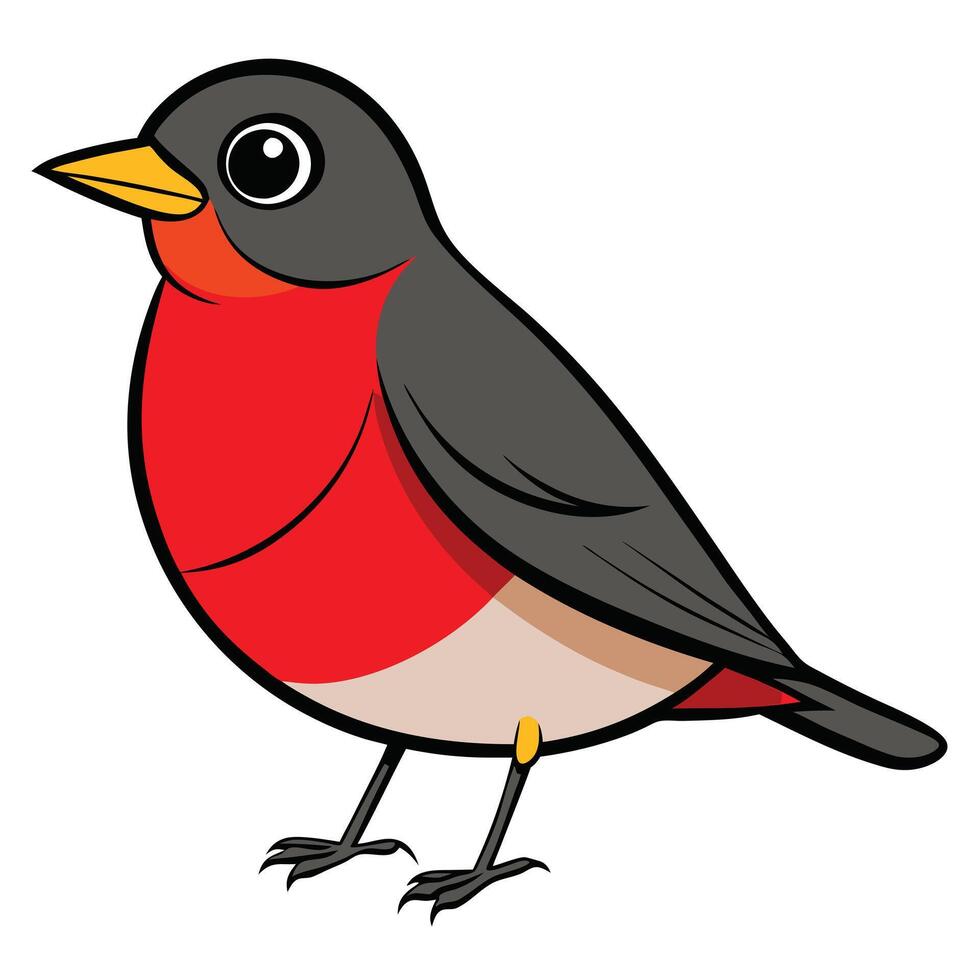 A cartoon bird with red and black feathers vector