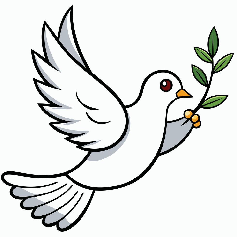 A white dove with an olive branch in its beak vector