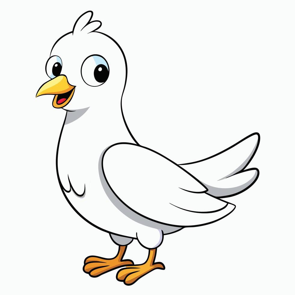 Cartoon pigeon with big eyes and a big beak vector