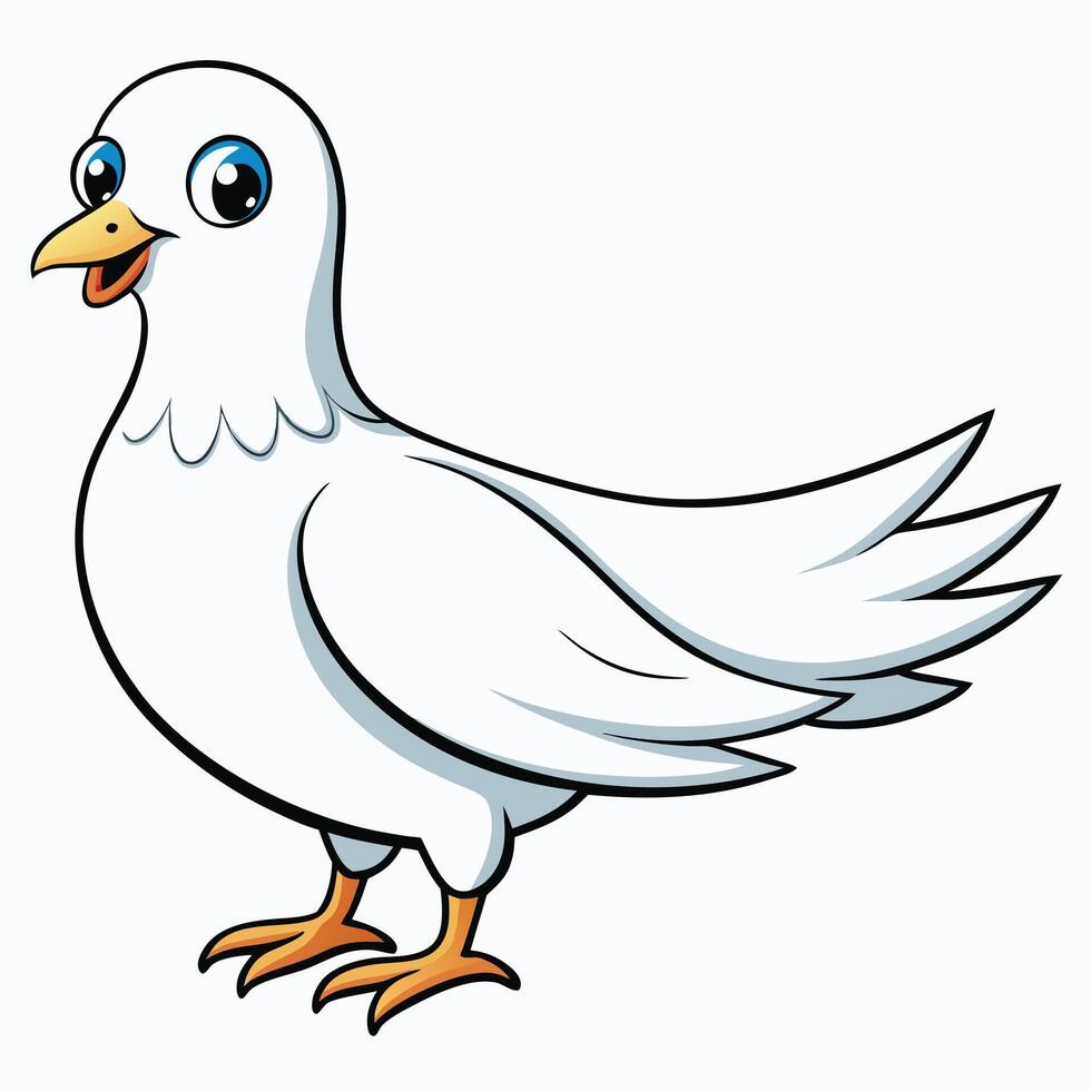 Cartoon pigeon with big eyes and a big beak vector