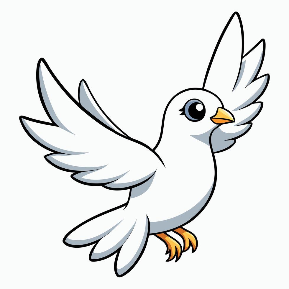 A cartoon white dove flying in the air vector